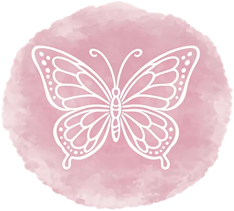 Watercolour patch with a line drawing of a butterfly